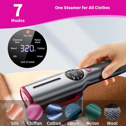 7-Mode Portable Garment Steamer – 5s Fast Heating, LED Display & Travel-Friendly Design